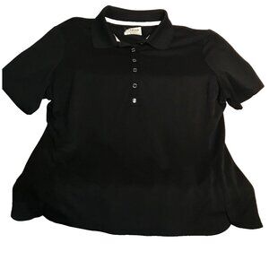 Izod Golf Shirt Womens Black Size Large Short Sleeve Collar Breathable Side Slit